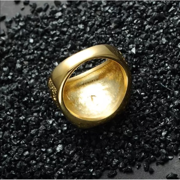 Gold freemason ring masonic signet steel plated - Picture 7 of 8